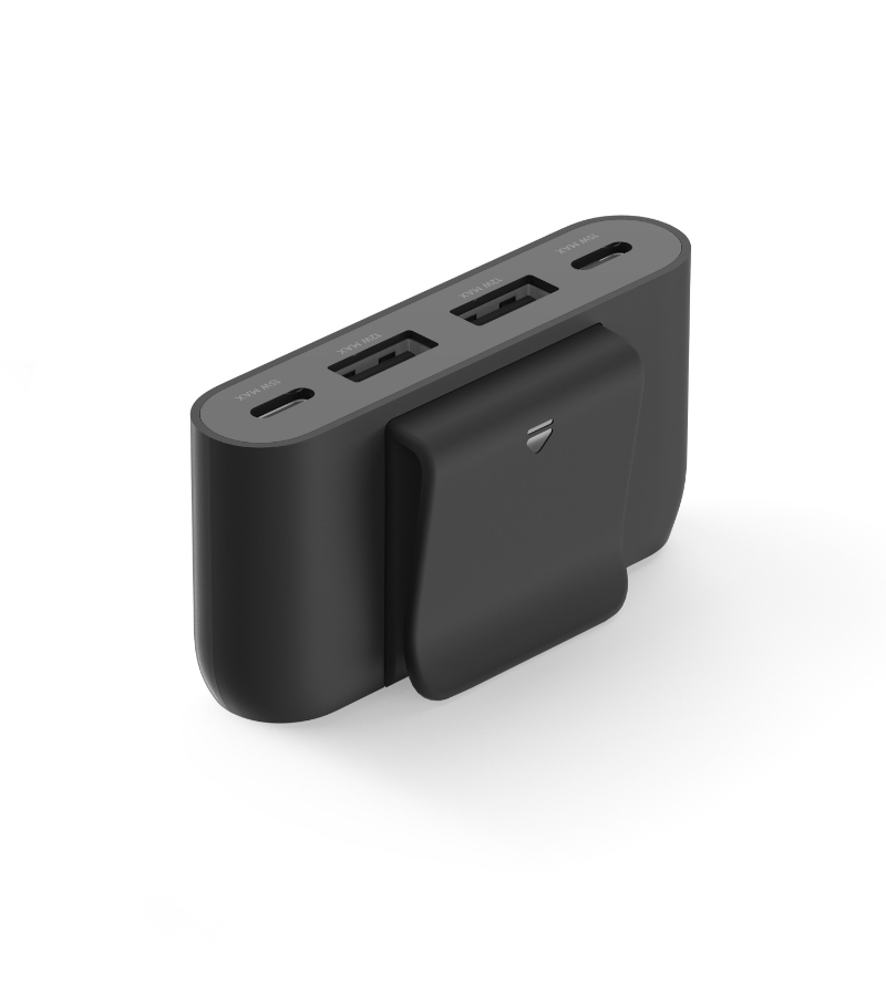 Belkin 4-Port-USB-Splitter, 2 x USB-C, 2 x USB-A, max. 30 W, 2 M-Kabel, schwarz