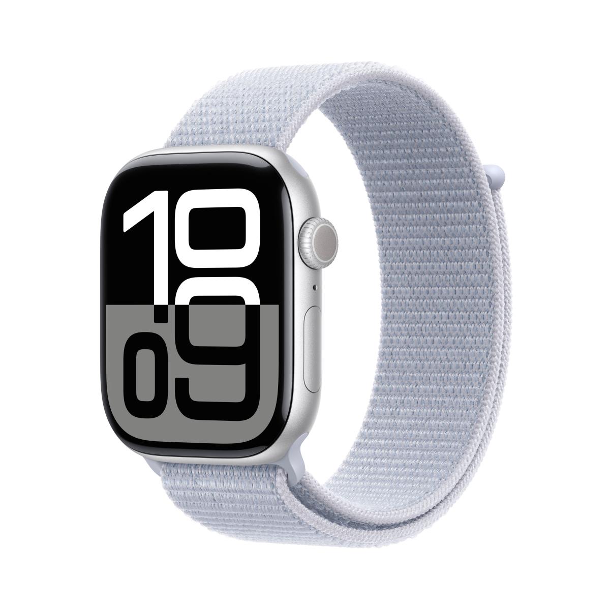Apple Watch S10 Aluminium 46mm Silber (Sport Loop blaue Wolke)