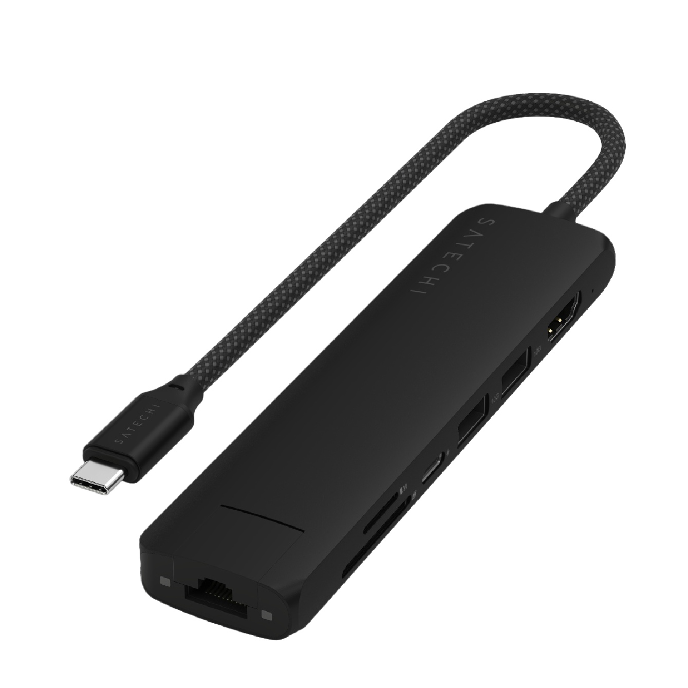 Satechi USB-C 7-in-1 Slim Multiport Adapter with Ethernet Black