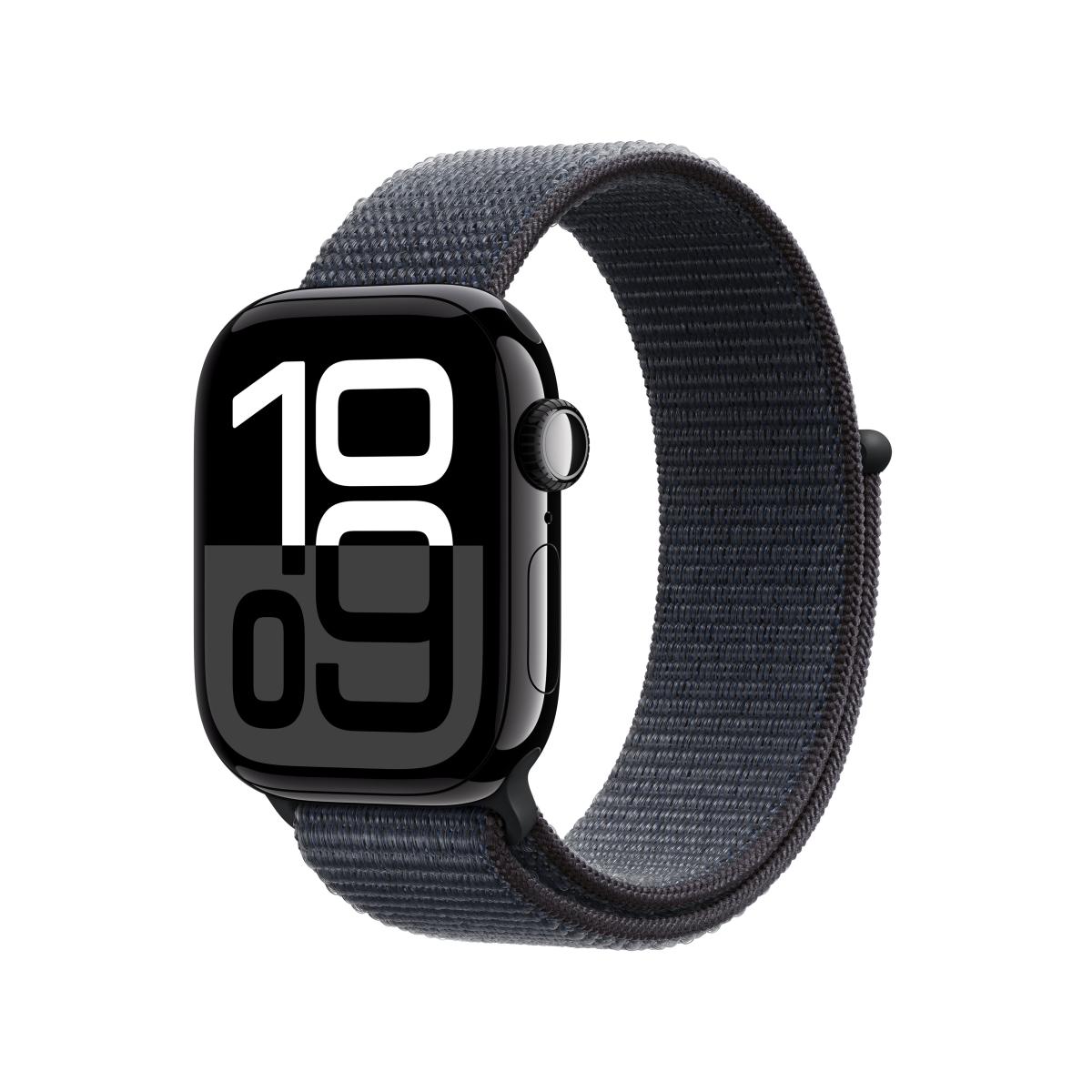 Apple Watch S10 Aluminium 42mm Diamantschwarz (Sport Loop tinte)