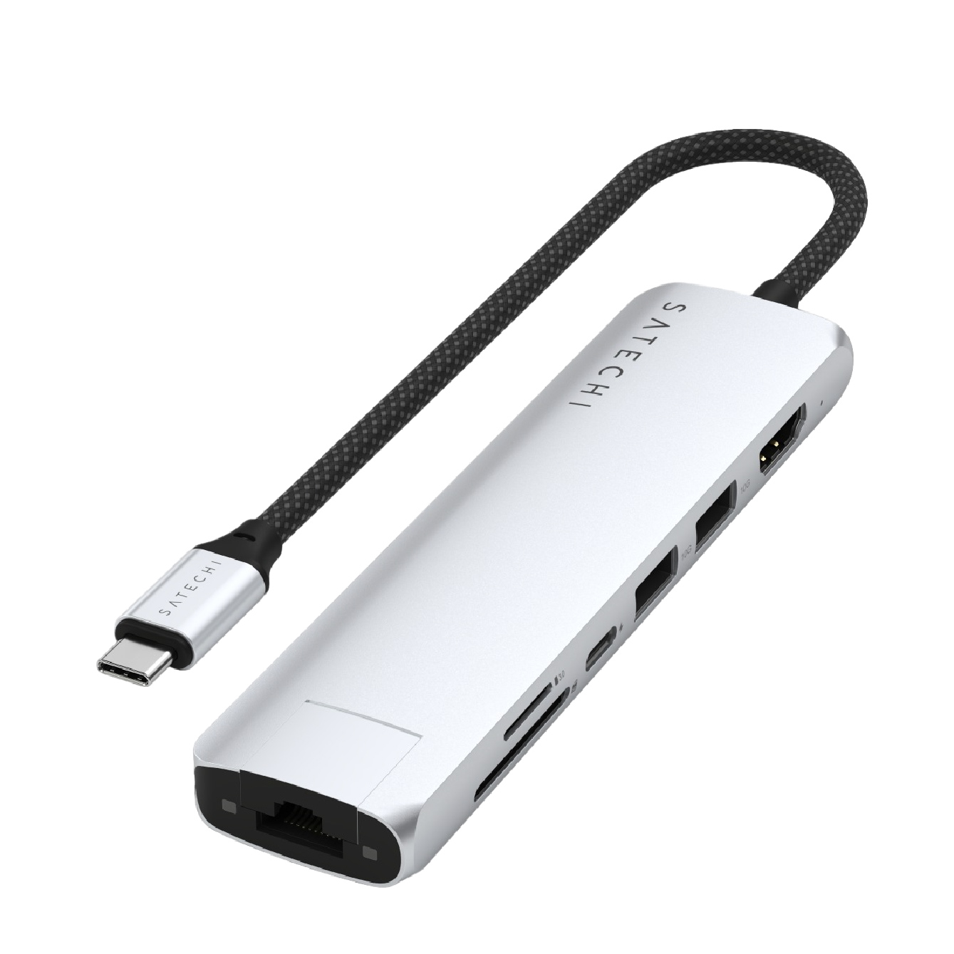 Satechi USB-C 7-in-1 Slim Multiport Adapter with Ethernet Silver