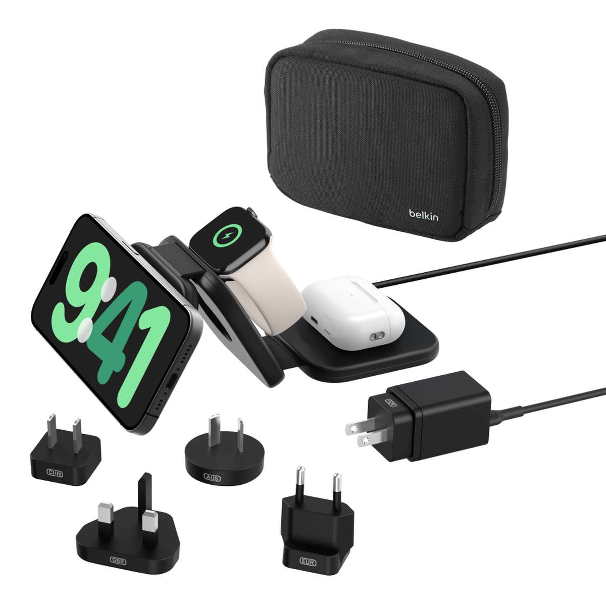 Belkin Boost Charge Pro Magnetische kabellose 3-in-1-Reiseladestation mit Qi2