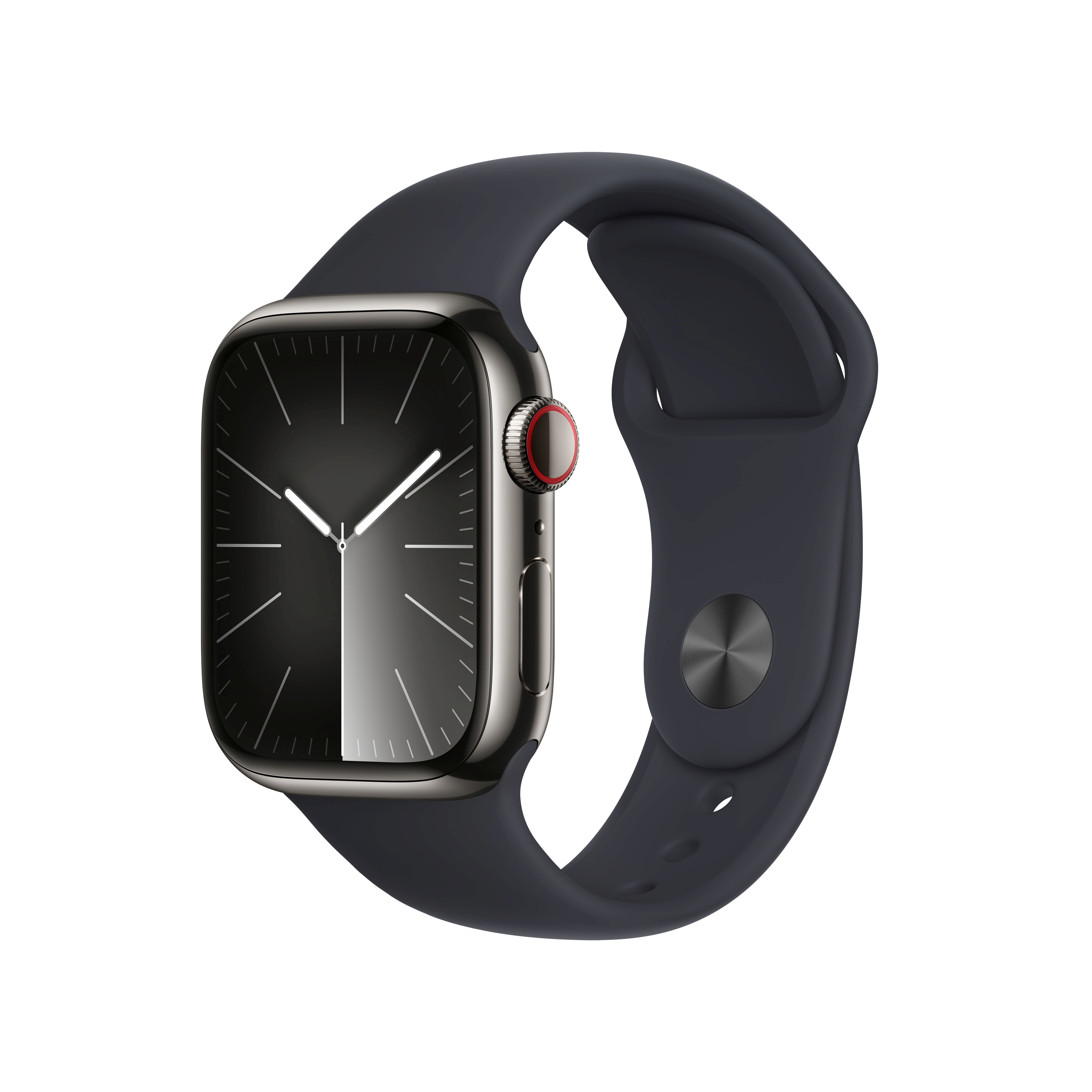 Apple Watch S9 Edelstahl Cellular 41mm Graphit (Sportarmband mitternacht) S/M