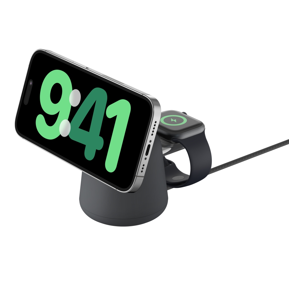 Belkin Boost Charge PRO 2in1 Qi2 Ladedock mit MagSafe, 15 Watt, dunkelgrau
