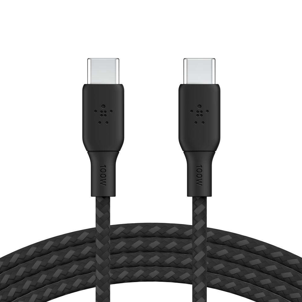 Belkin geflochtenes USB-C/USB-C Kabel,  Schnellladen bis 100 W, 3m, schwarz