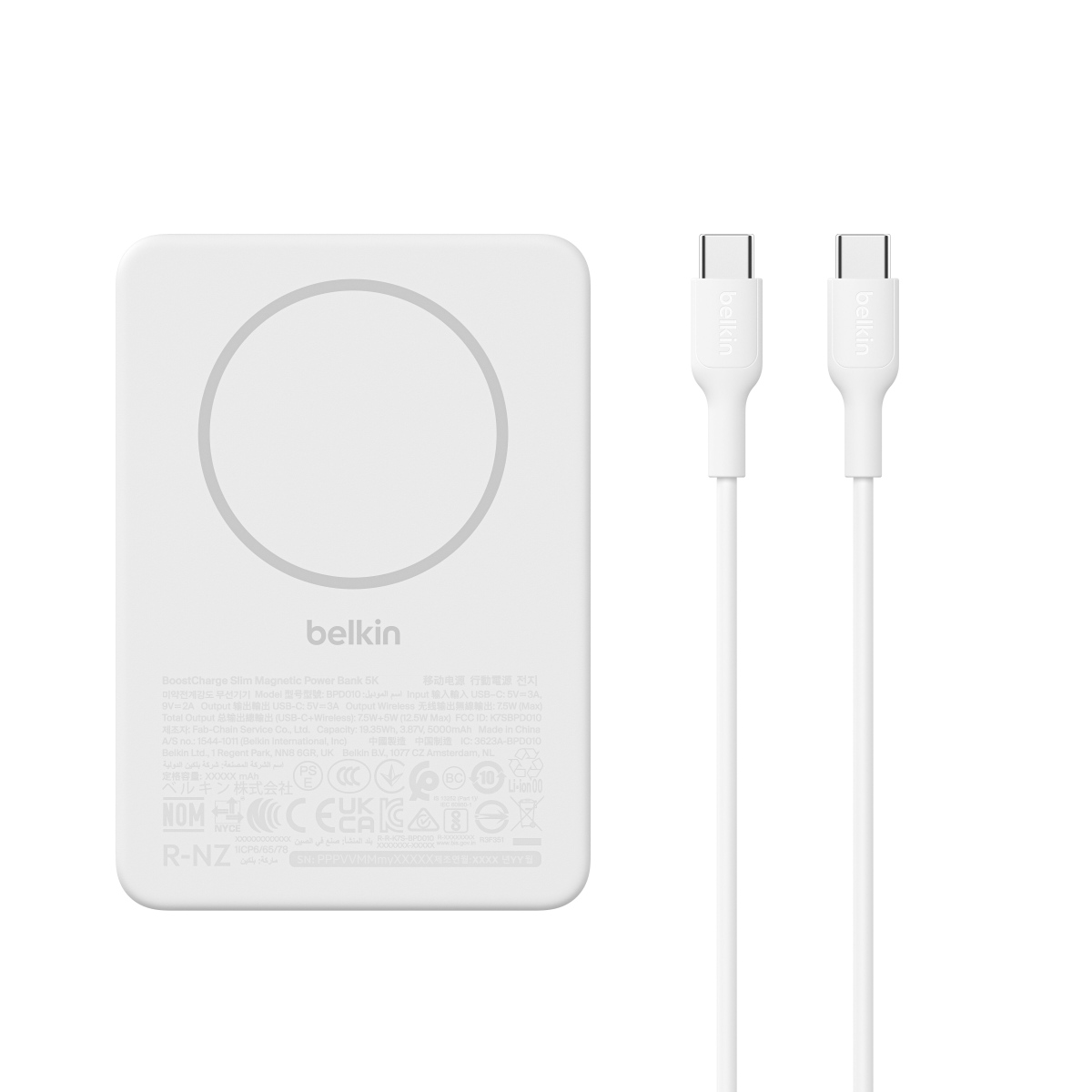 Belkin Boost Charge Schlanke magnetische Powerbank 5K weiß