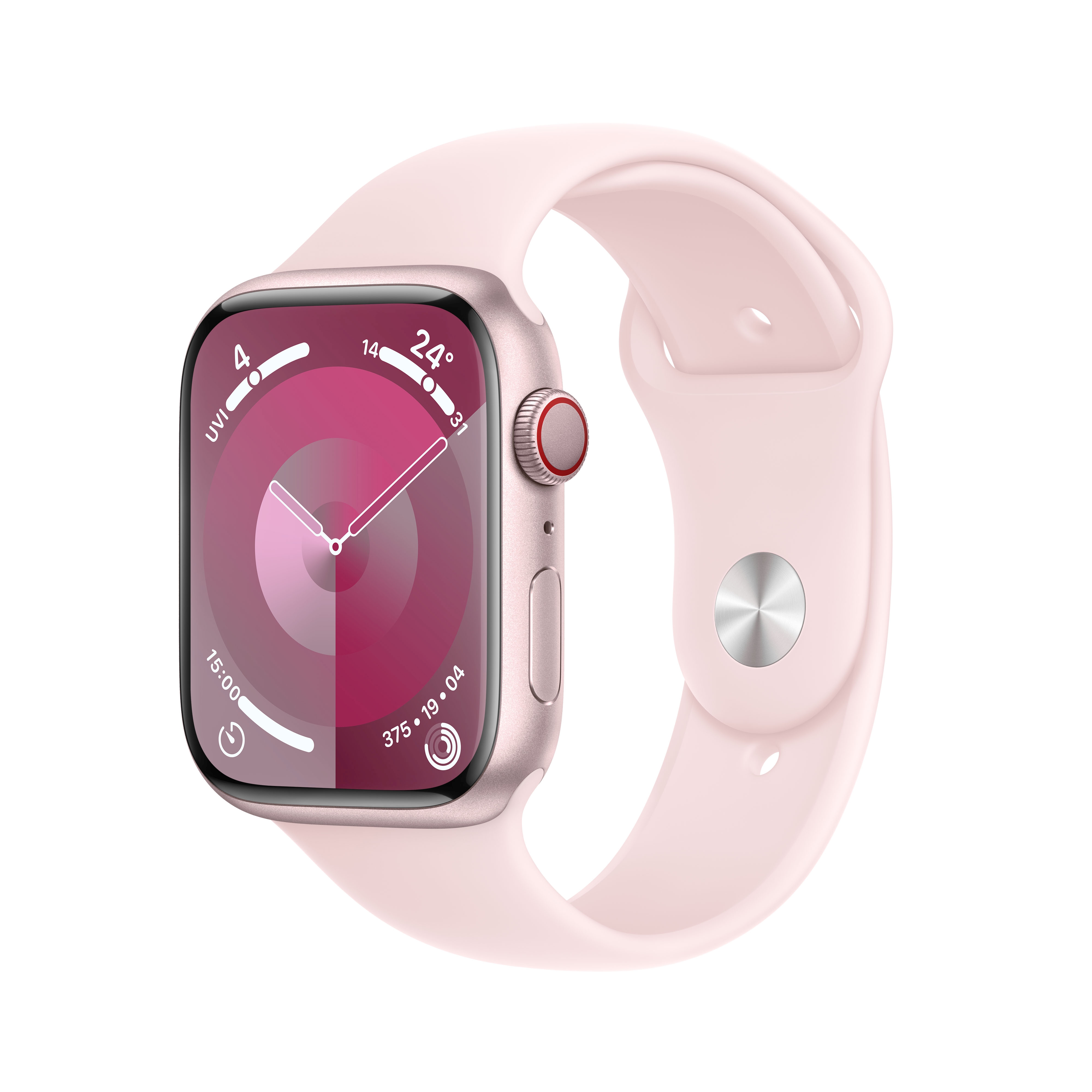 Apple Watch S9 Aluminium Cellular 45mm Rosé (Sportarmband hellrosa) M/L