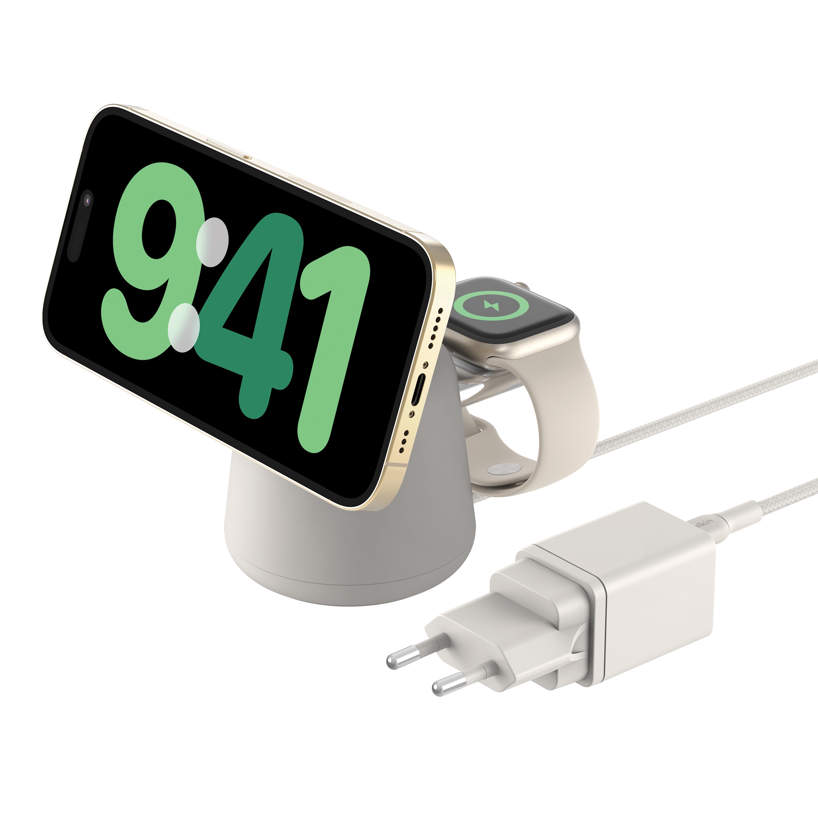 Belkin Boost Charge PRO 2in1 Qi2 Ladedock mit MagSafe, 15 Watt, sand