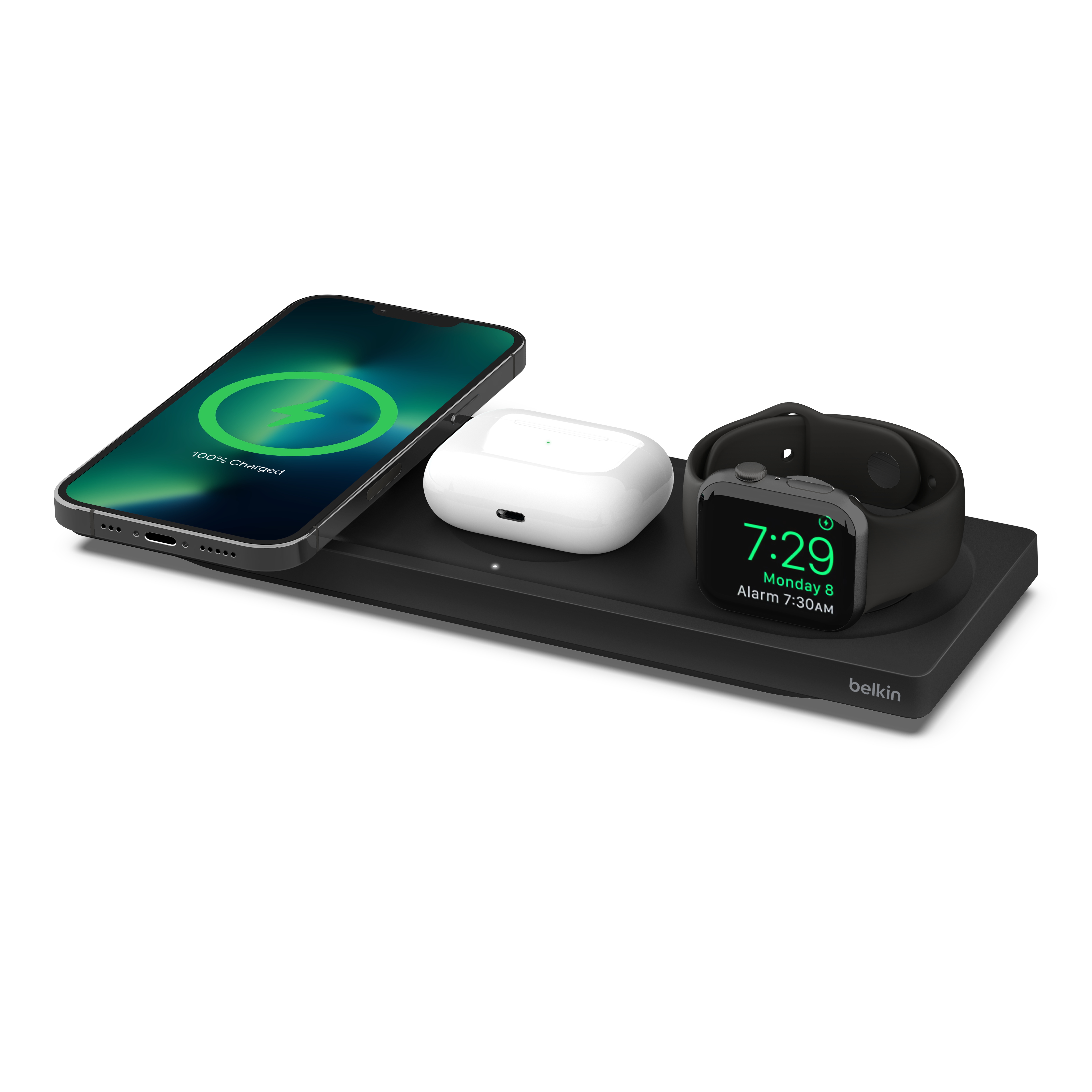 Belkin Boost Charge Pro - Drahtloses 3-in-1-Ladepad mit MagSafe - schwarz