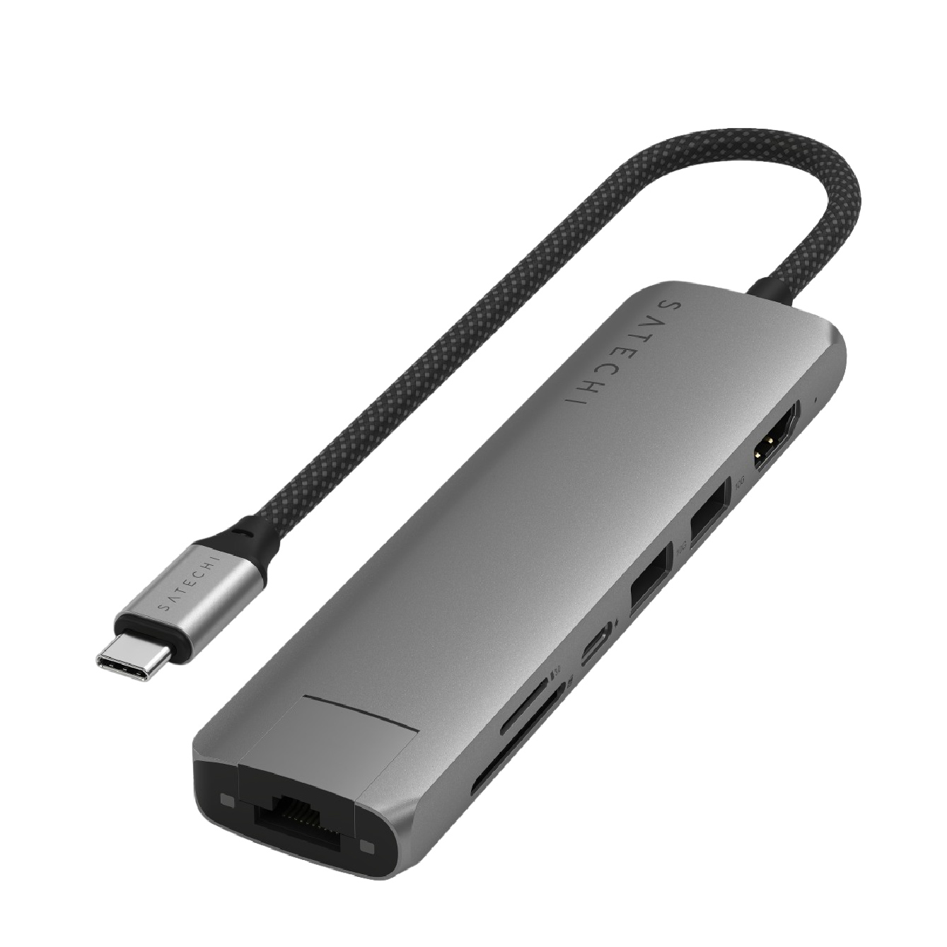 Satechi USB-C 7-in-1 Slim Multiport Adapter with Ethernet Grey